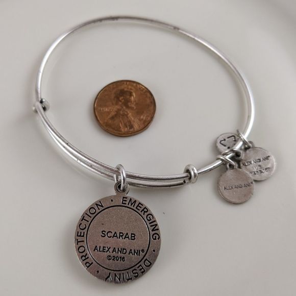 Alex and Ani Raf. Silver Egyptian Scarab Bracelet - Picture 2 of 4